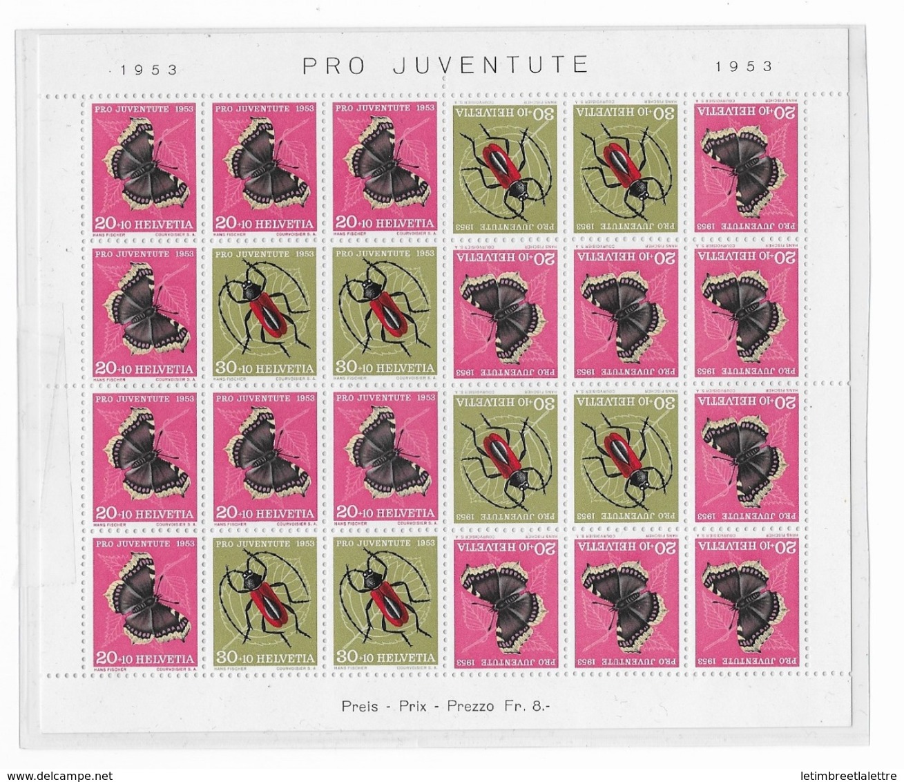 Bloc Feuillet Papillons N° 539/543 Pro-Juventute 1953 Neuf  Sans Charniere - Papillons