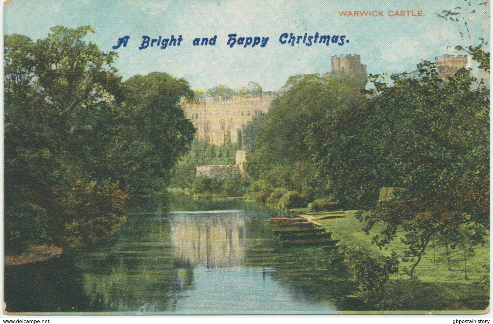 UK WARWICK Castle Ca. 1910 Very Rare VFU Unused CHRISTMAS GREETINGS CARD - Warwick