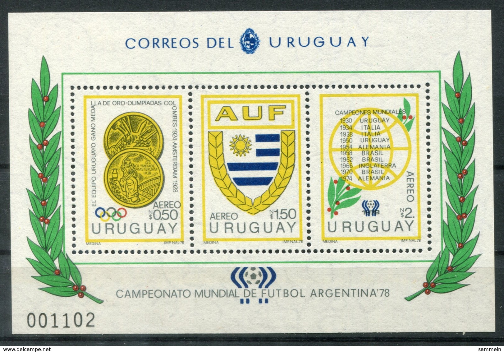 5037 - URUGUAY - Block 39 ** - FUSSBALL / FOOTBALL - Mnh Mini Sheet - Uruguay