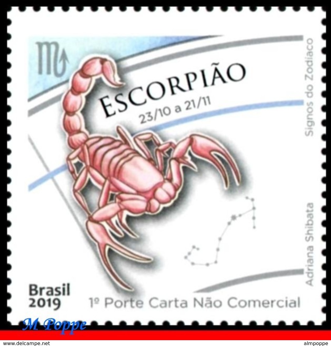 Ref. BR-SIGN BRAZIL 2019 - ASTROLOGY, ZODIAC SIGNS,ARIES TAURUS ... VIRGO LIBRA SCORPIO SAGITTARIUS, SCIENCE, MNH, 9V