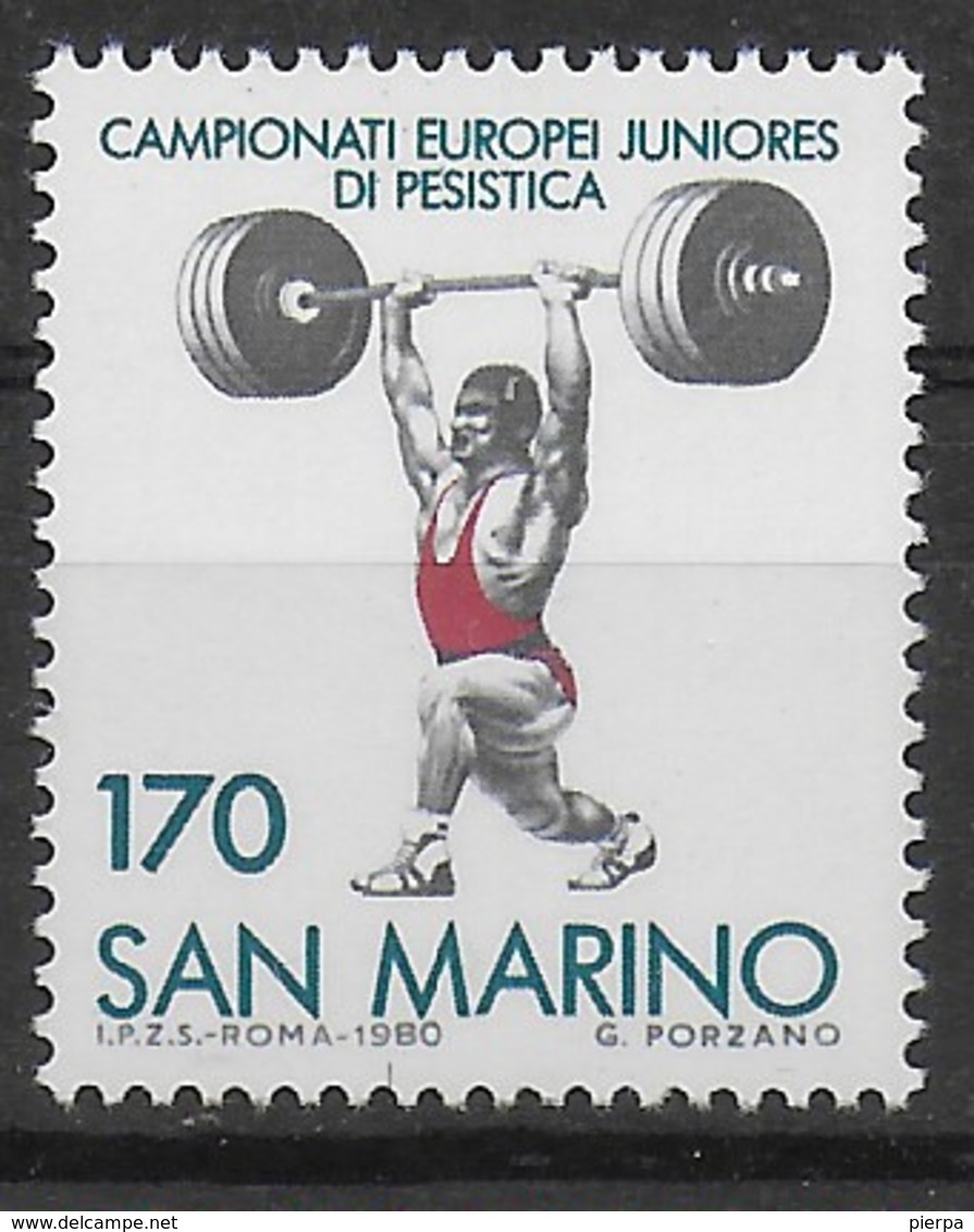 SAN MARINO - 1980 - CAMPIONATI EUROPEI JUNIORES PESISTICA - NUOVO NMH **  ( YVERT 1020 - MICHEL 1221) - Pesistica