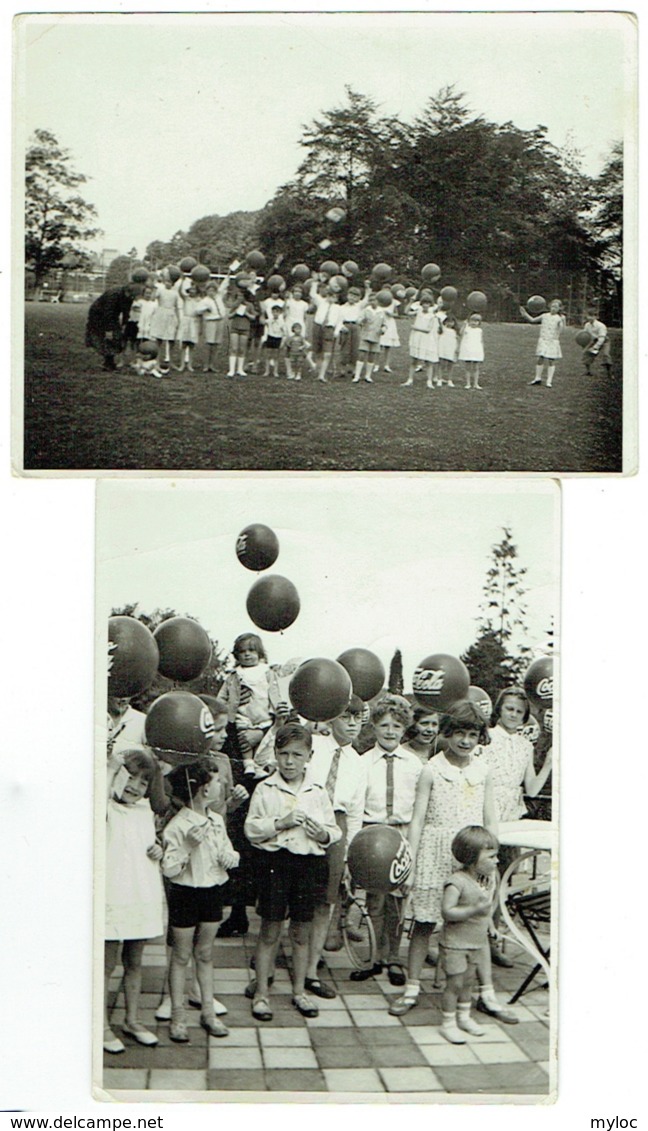 Foto/Photo. Stade Solvay. Enfants Et Ballons Coca-Cola. 1932. Lot De 2 Photos. - Lieux