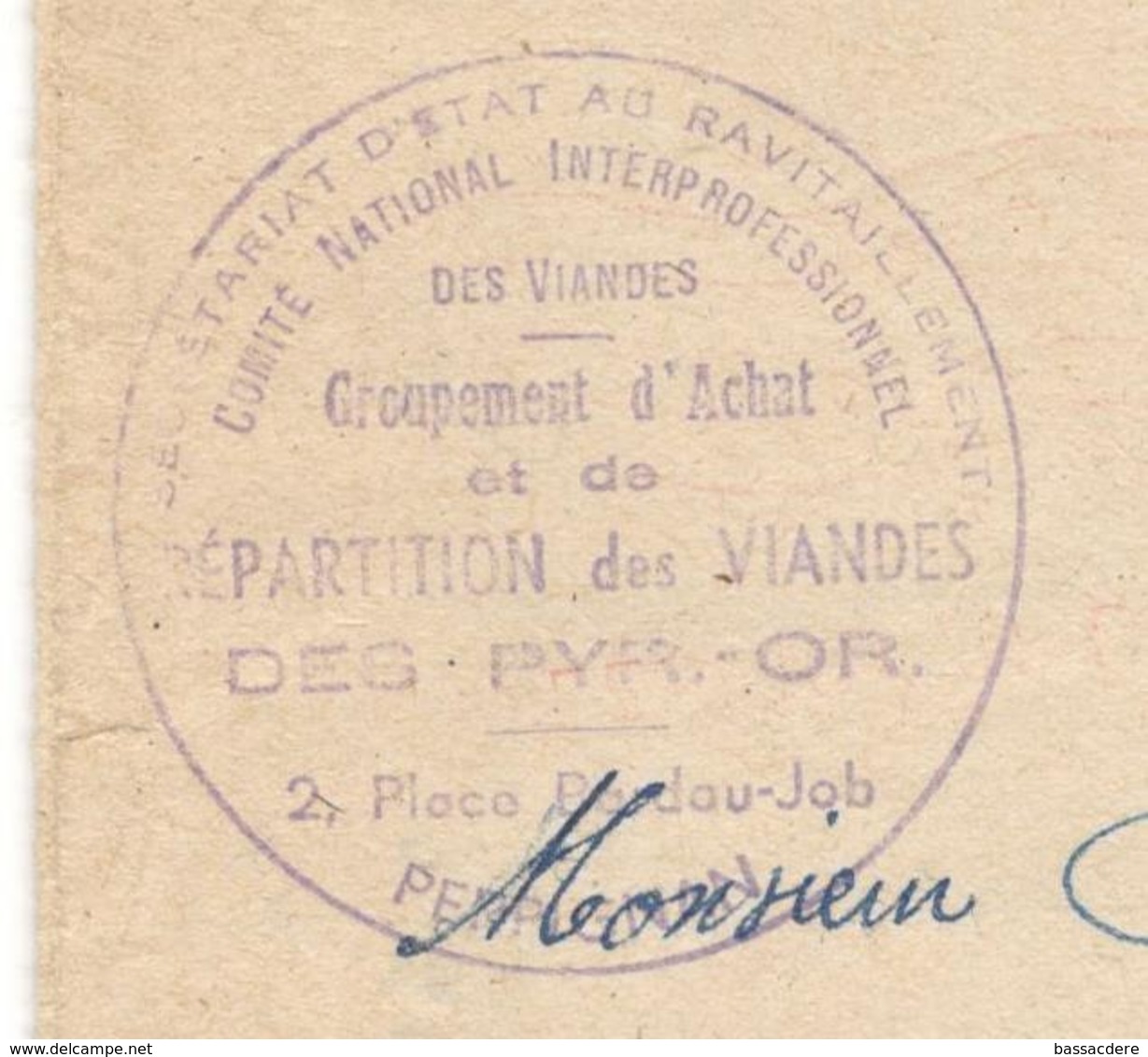 22510 - ACHAT REPARTITION DES VIANDES - Guerre De 1939-45