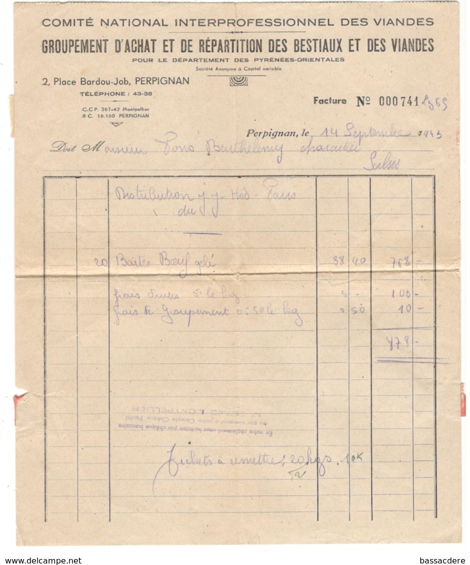 22510 - ACHAT REPARTITION DES VIANDES - Guerre De 1939-45