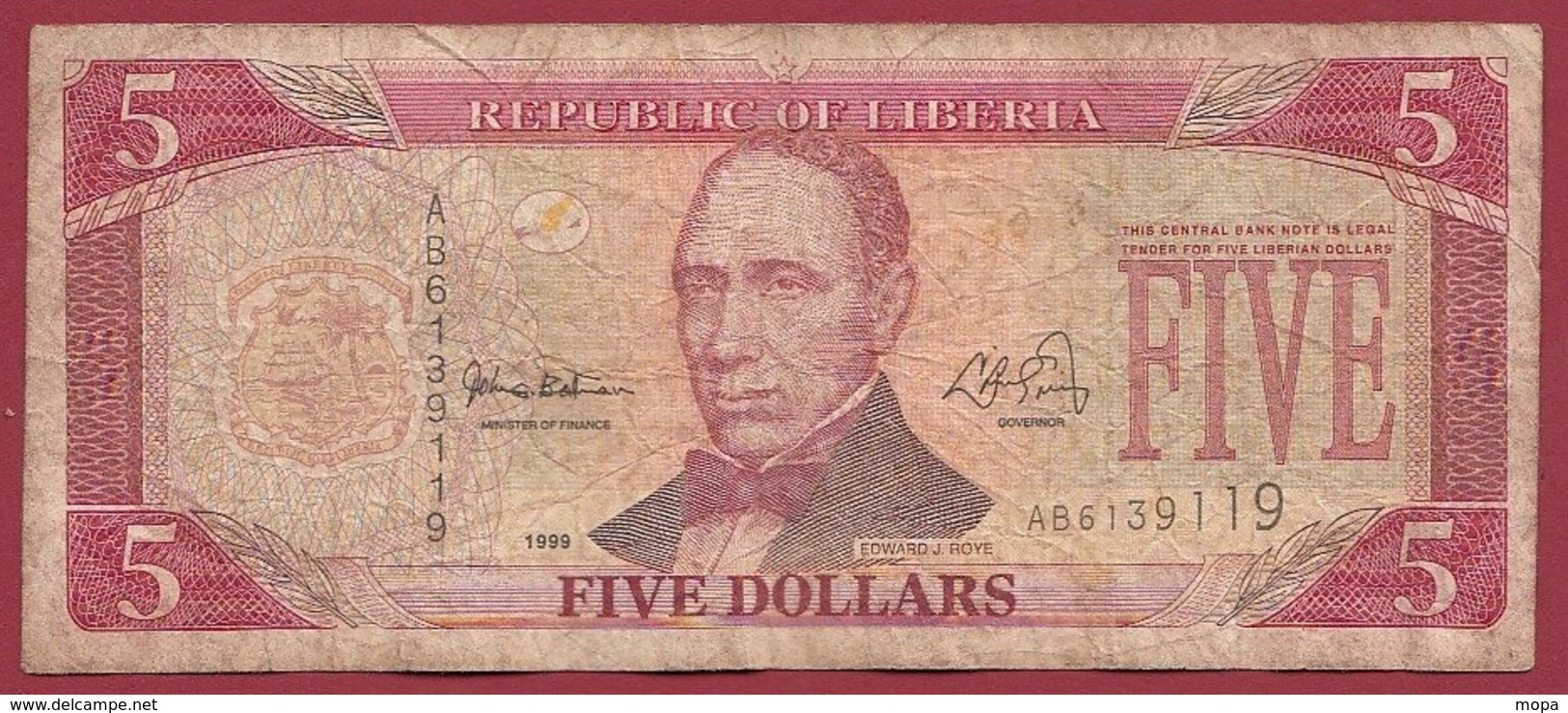 Liberia 5 Dollars 1999  Dans L 'état  (170) - Liberia