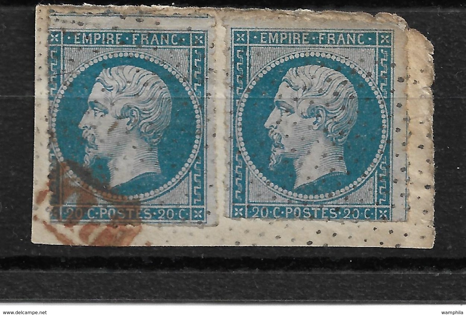 France N°14B X2 Perces En Ligne Et Oblitéré Pointilles.Cote 130€. - 1853-1860 Napoléon III.