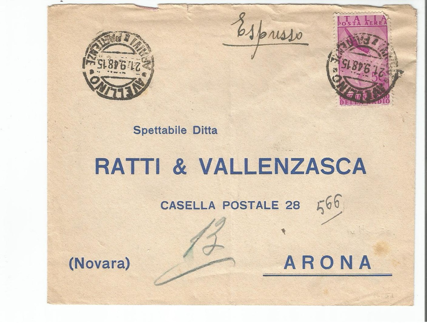 Busta Affrancata 1948 Espresso Italia - Collezioni (senza Album)