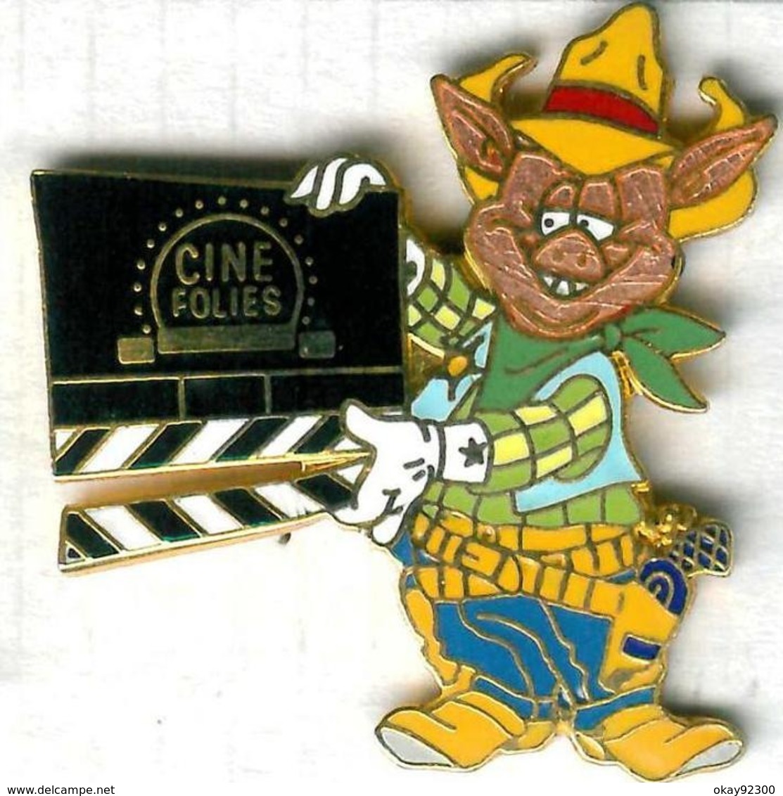 Pin's Cinéma Clap Ciné Folies Cochon Porc Pig Pork (2) Western Cowboy - Cine