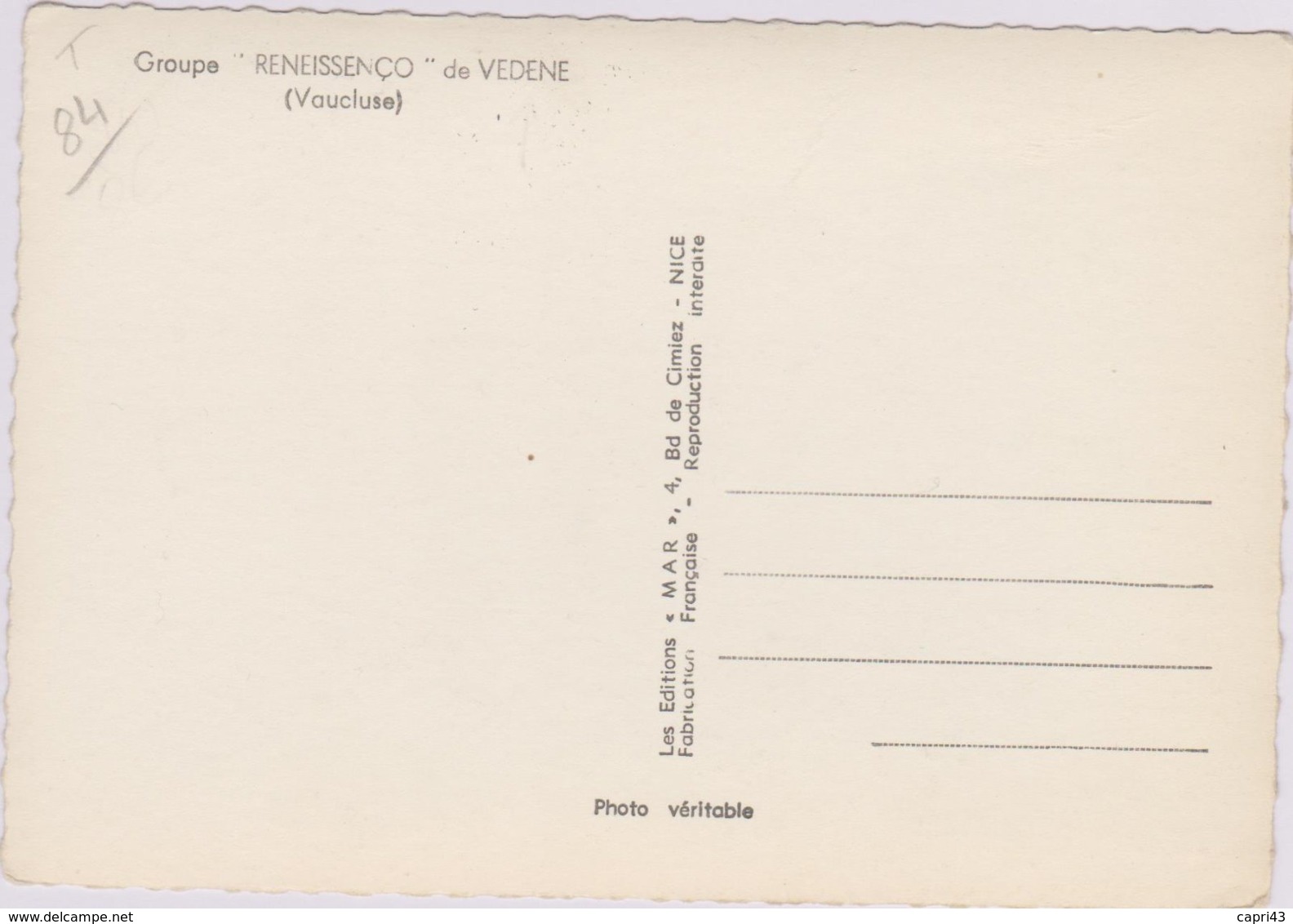 84 VEDENE  Reneissenco De Vedene  Gf - Otros & Sin Clasificación