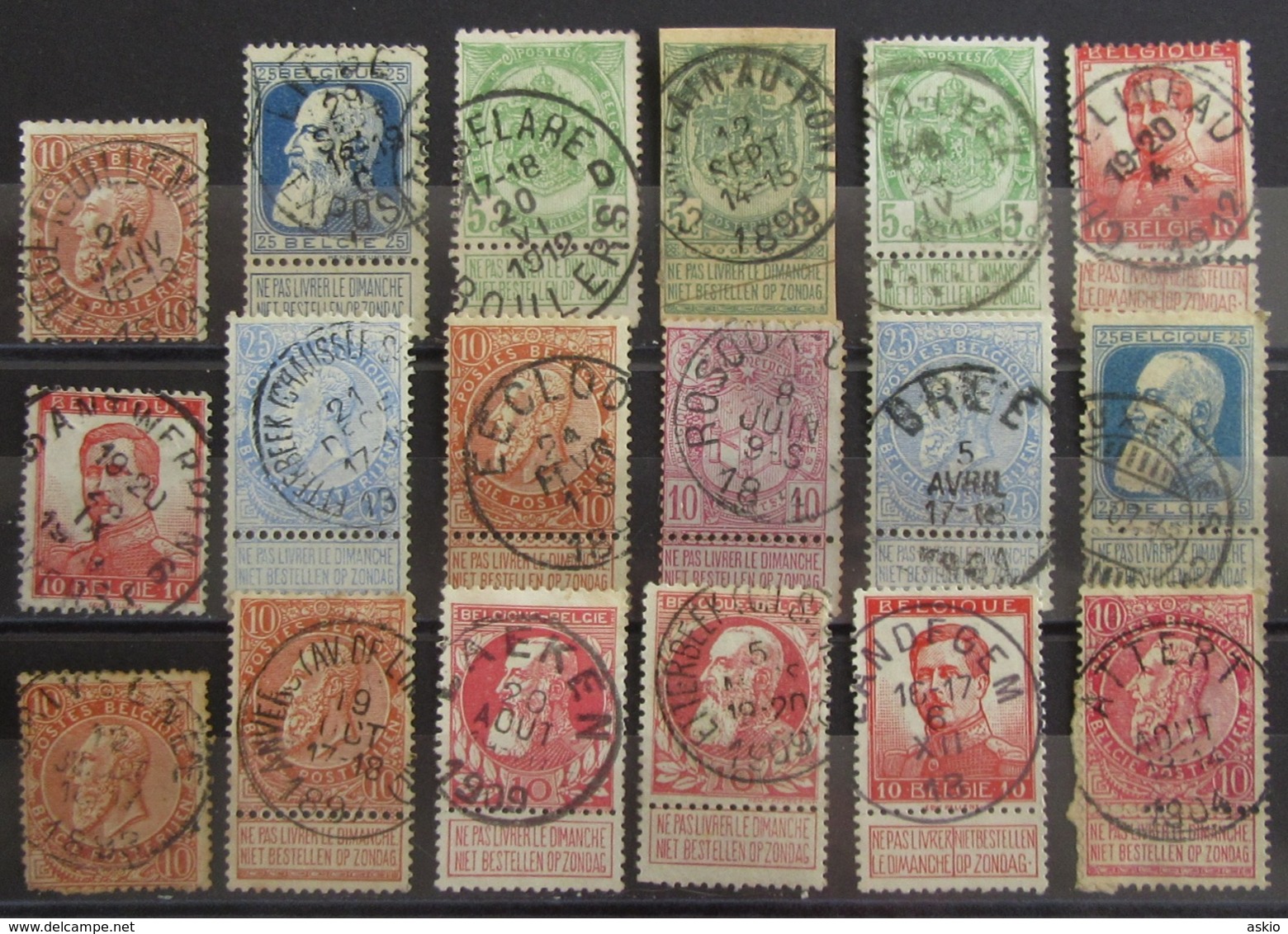 Belgique Belgium Belgie Lot De Timbres Anciens Oblitérés - BELLES OBLITERATIONS - R105e9278 - Colecciones