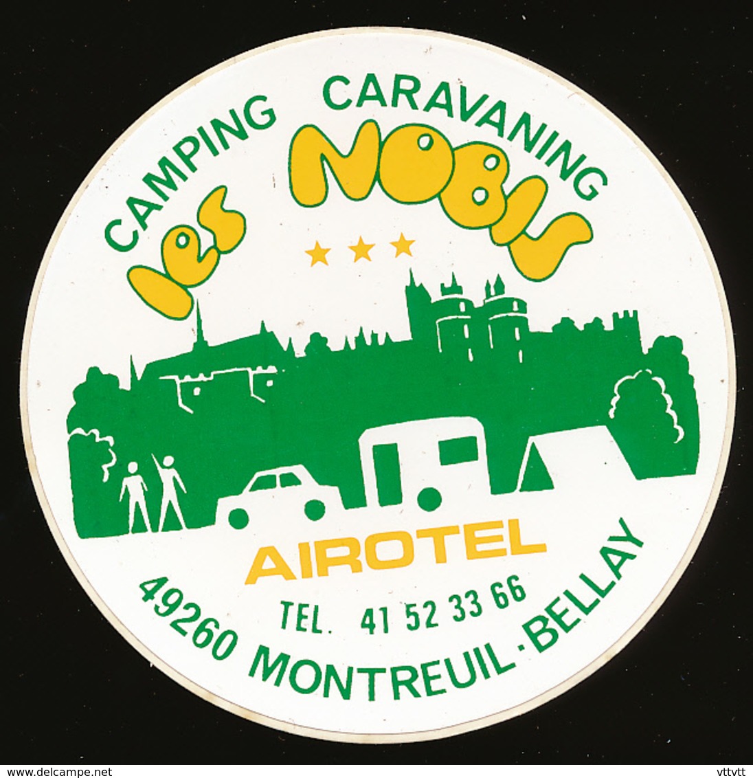 AUTOCOLLANT, STICKERS : MONTREUIL-BELLAY (Maine-et-Loire), Camping-Caravaning Les Nobis, Airotel - Adesivi