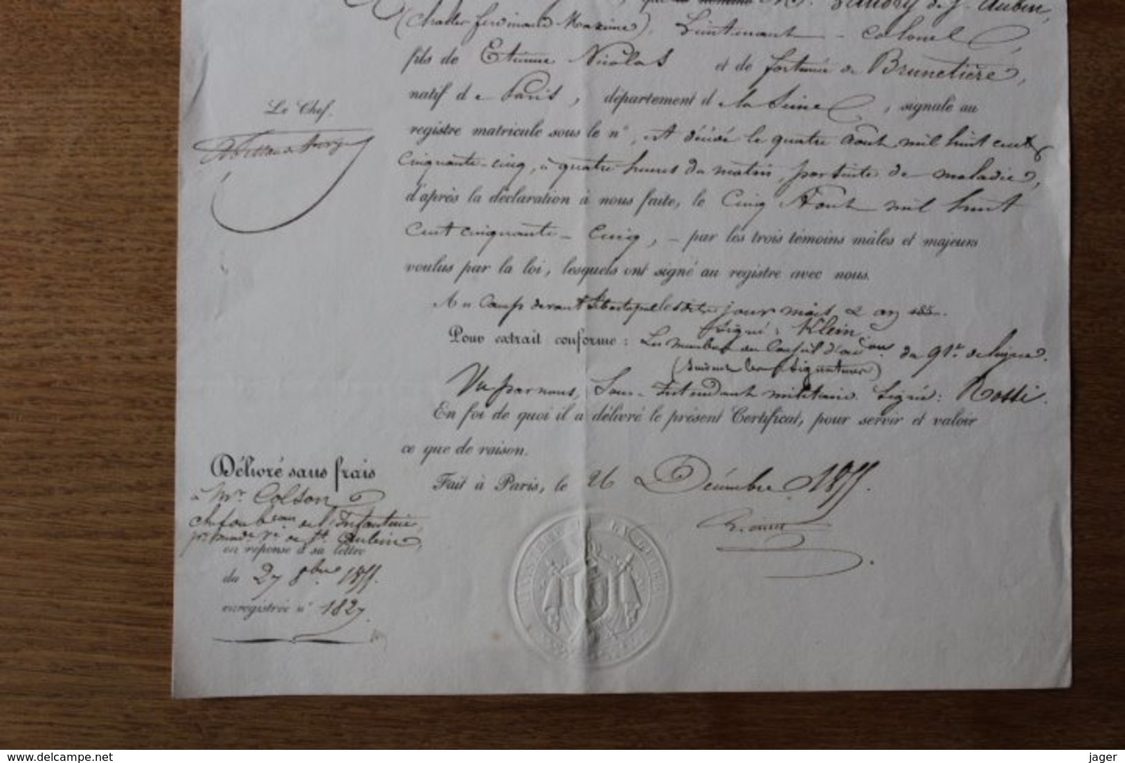 Empire Français Armée D'Orient 91 E De Ligne 1855  Officier Mr Landry De Saint Aubin - Documents Historiques