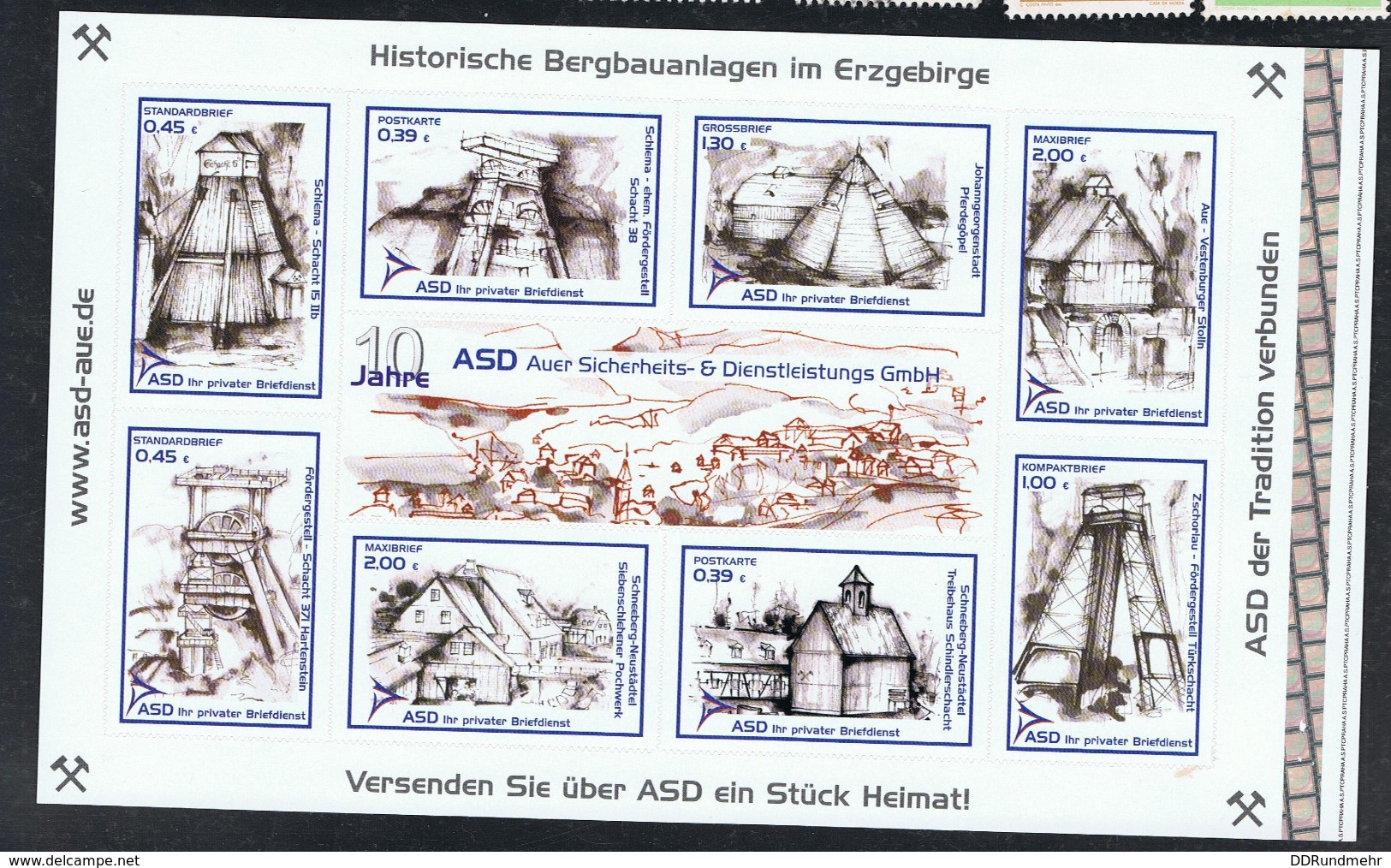 Privatpost ASD Aue Block 1 Mit Den Marken 13-20 Postfrisch Xx : 06.03.2006 Besucherbergwerk Stollen Pöhla - Sonstige & Ohne Zuordnung