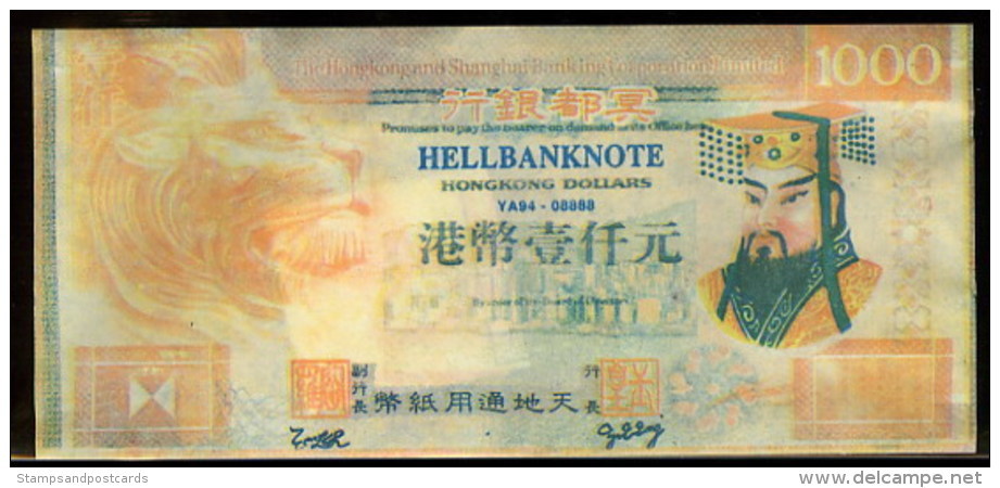 Chine Billet Facsimilé Pour Bruler Hong Kong 1000 Dollars China Banque De L'Infer Facsimile Banknote To Born Hell Bank - Sonstige – Asien