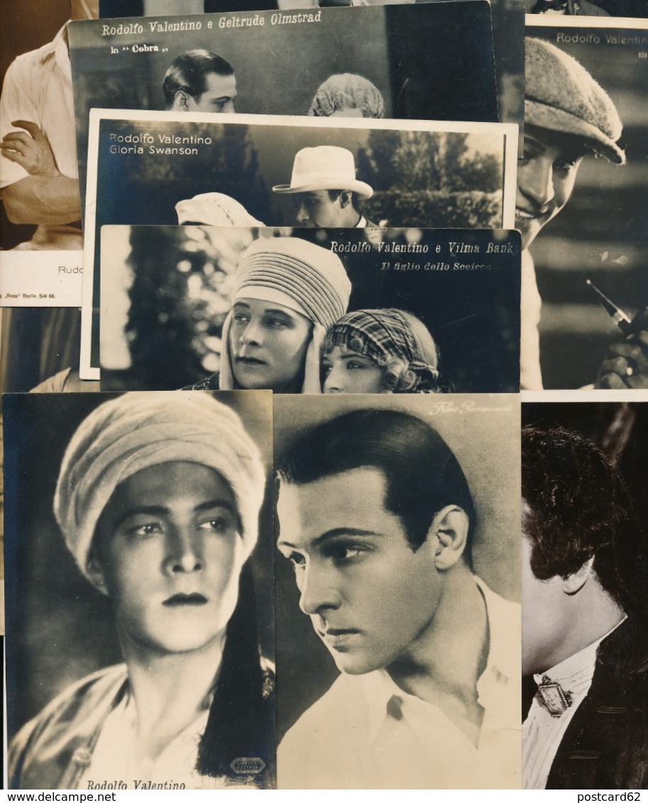 Cpa Cinema Rodolfo Valentino, Silent Movie, LOT Of 10 Original Photo - Postcards, Italian Actor - Actors