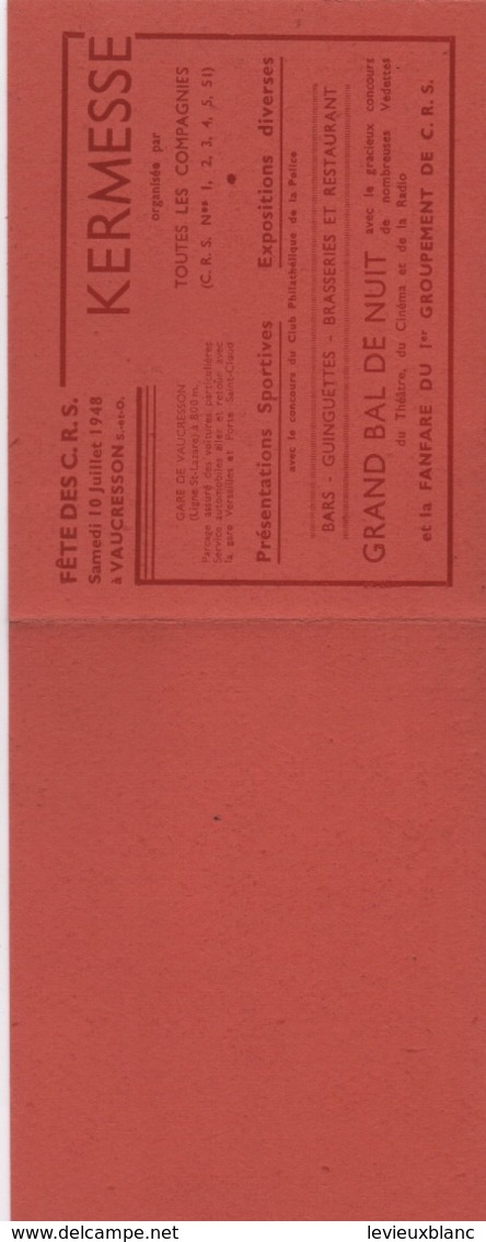 Carte D'invitation à 2 Volets/Fête Des C.R.S./Kermesse/Grand Bal De Nuit/Ministre De L'Intérieur/Vaucresson/1948  VPN261 - Documents