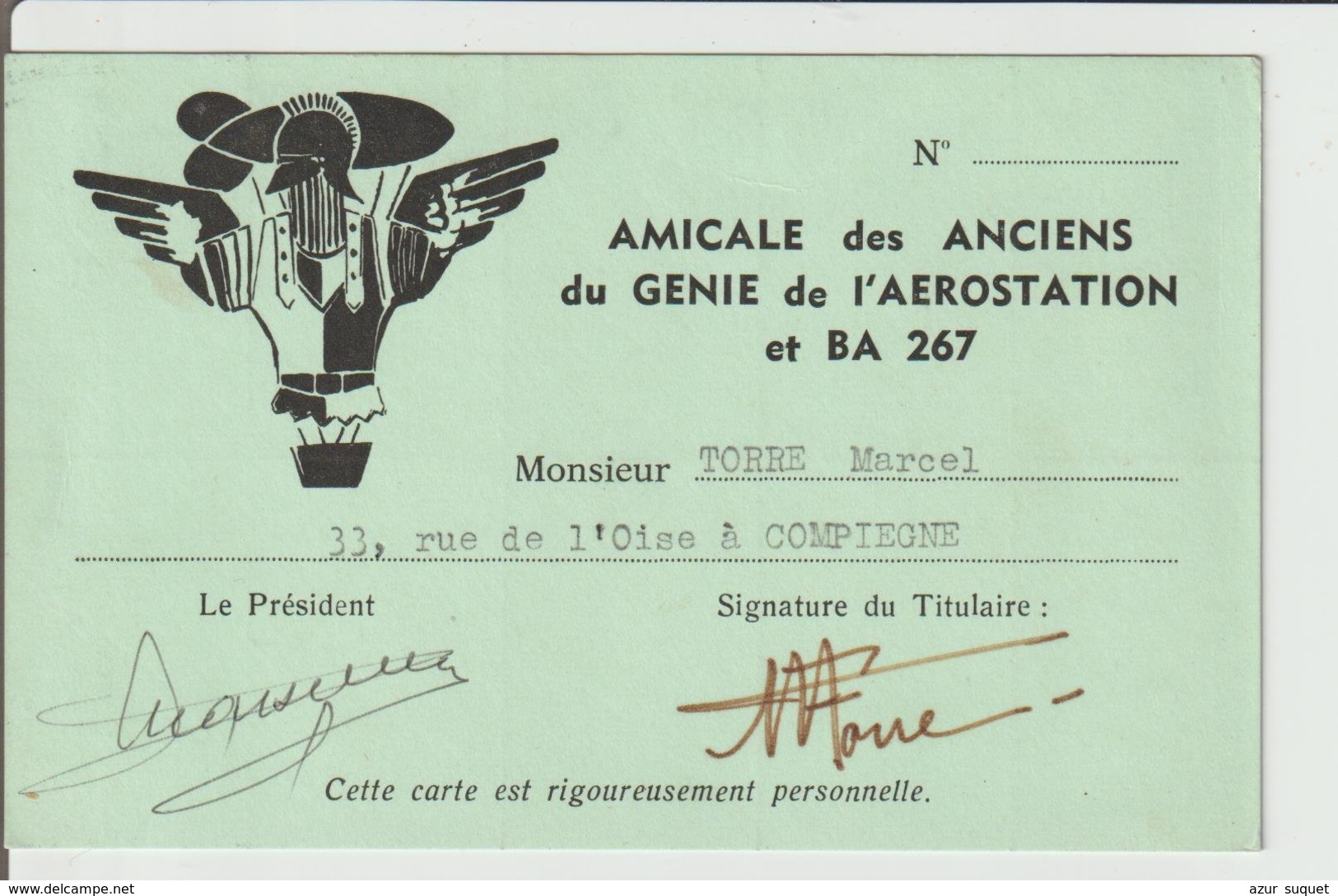 CARTE DE L'AMICALE DES ANCIENS DU GENIE ET DE L'AEROSTATION / 1981 - Other & Unclassified