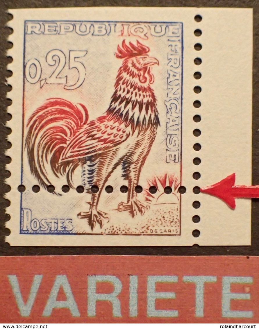 R1949/1052 - 1962 - COQ De DECARIS - N°1331 NEUF** - SUPERBE VARIETE ➤➤➤ Piquage à Cheval - Ungebraucht