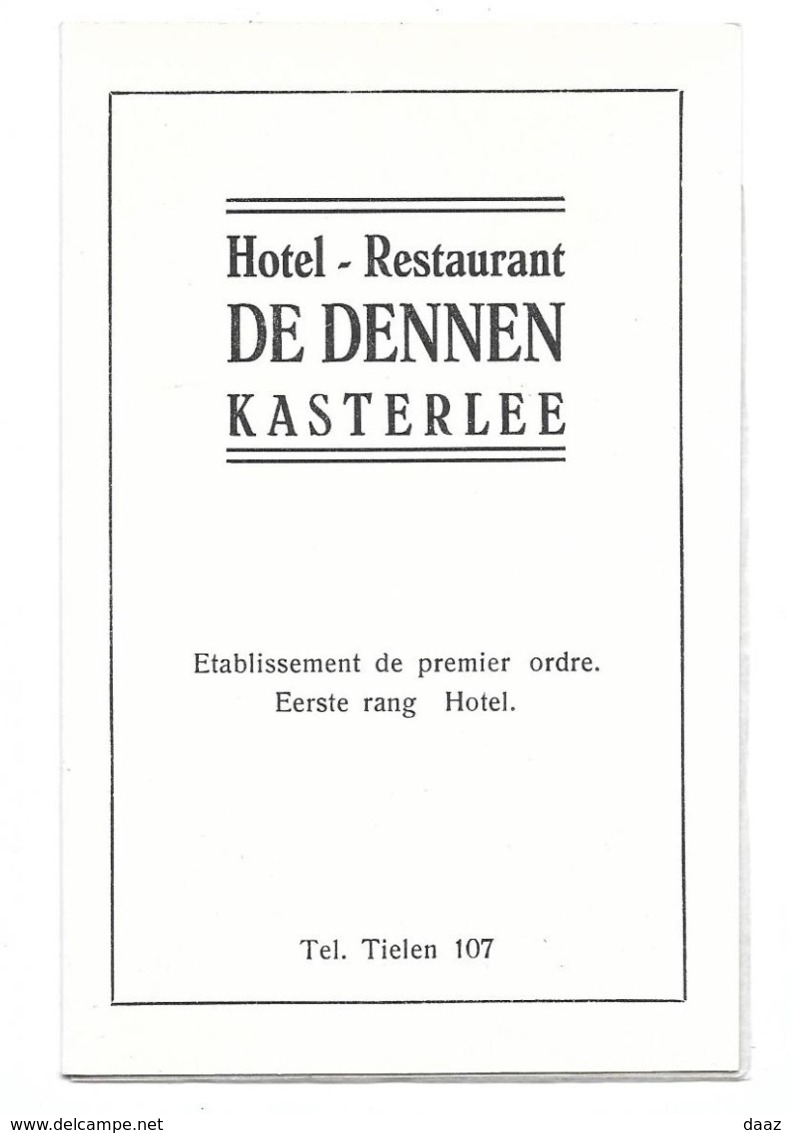 Tielen Dépliant Publicitaire Hôtel Restaurant De Dennen Kasterlee - Publicités