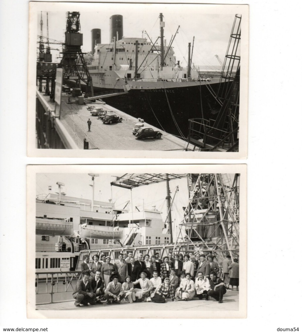 LE HAVRE - Bâteau "Ile De France" - 2 Photos 8 X 11,5 - 1956 - Bateaux