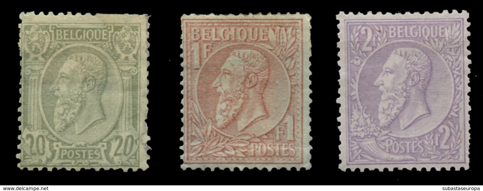 BÉLGICA. * 47, 51 Y 52. Valores Clave. Fijasellos Fuerte. Examinar. Cat. 1190 €. - 1884-1891 Leopold II