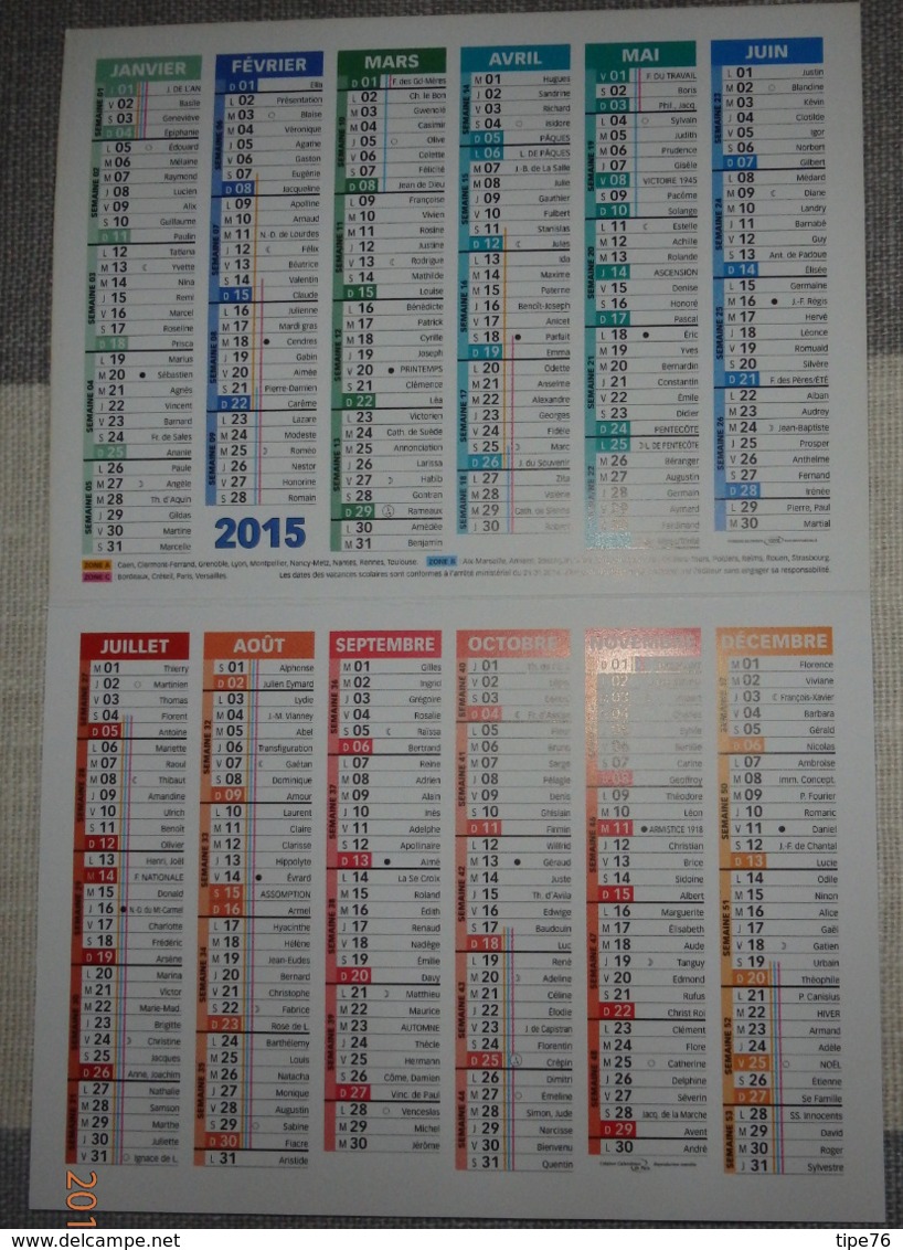 Petit Calendrier De Poche 2015 écureuil - Small : 2001-...