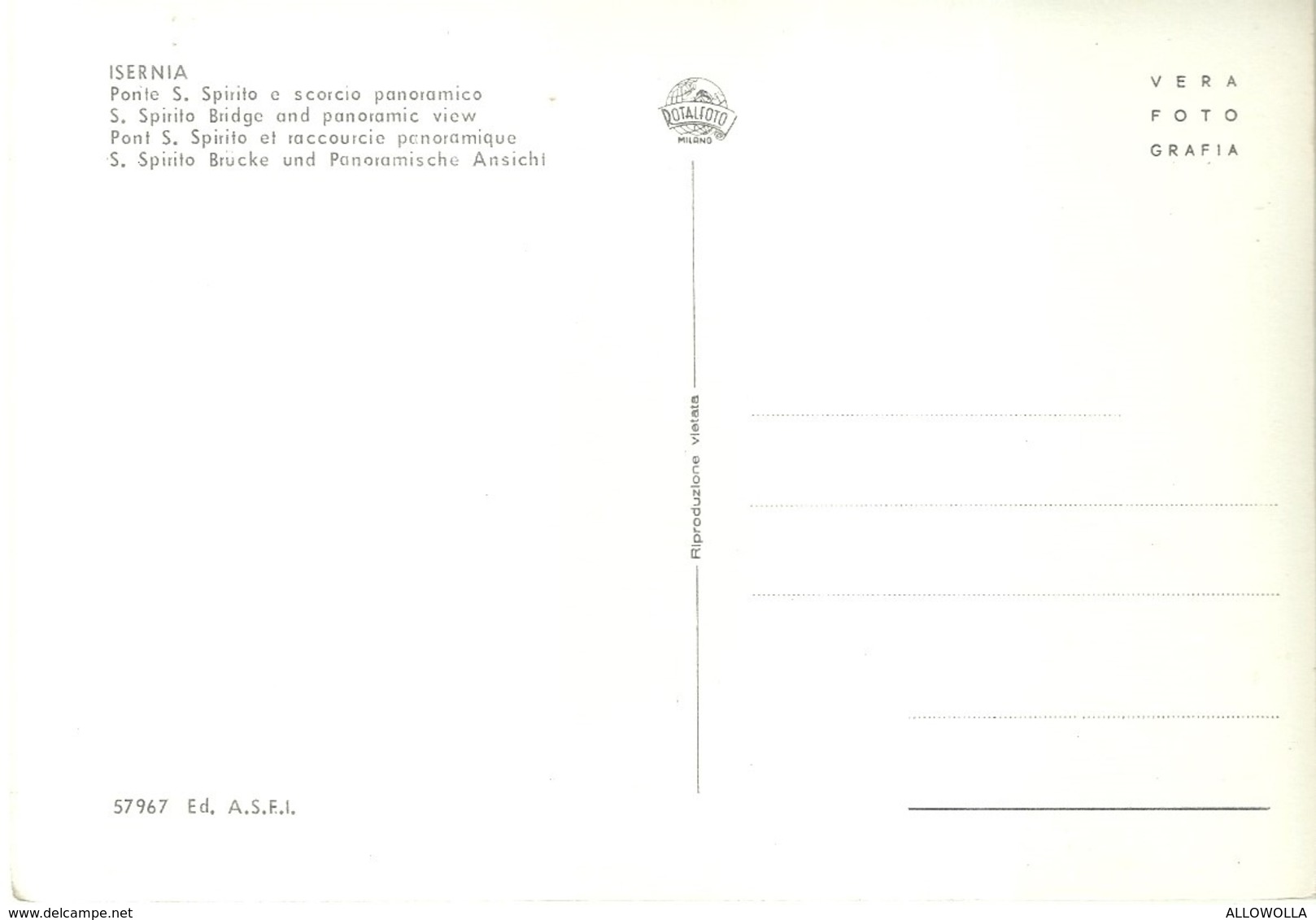 5376 " ISERNIA-PONTE S. SPIRITO E SCORCIO PANORAMICO "  -CART. POST. OR. NON SPED. - Isernia