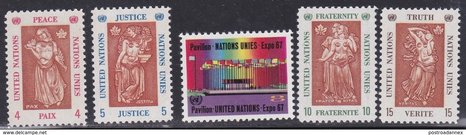 United Nations, New York, Scott #170-174, Mint Hinged, EXPO 67, Issued 1967 - Unused Stamps