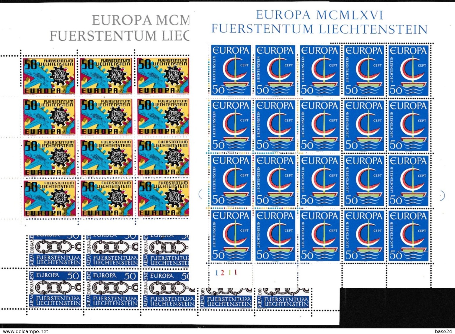 1965 1966 1967 Liechtenstein EUROPA CEPT EUROPE 60 Serie MNH** In 3 Minifogli Di 20  3 Minisheets - 1965