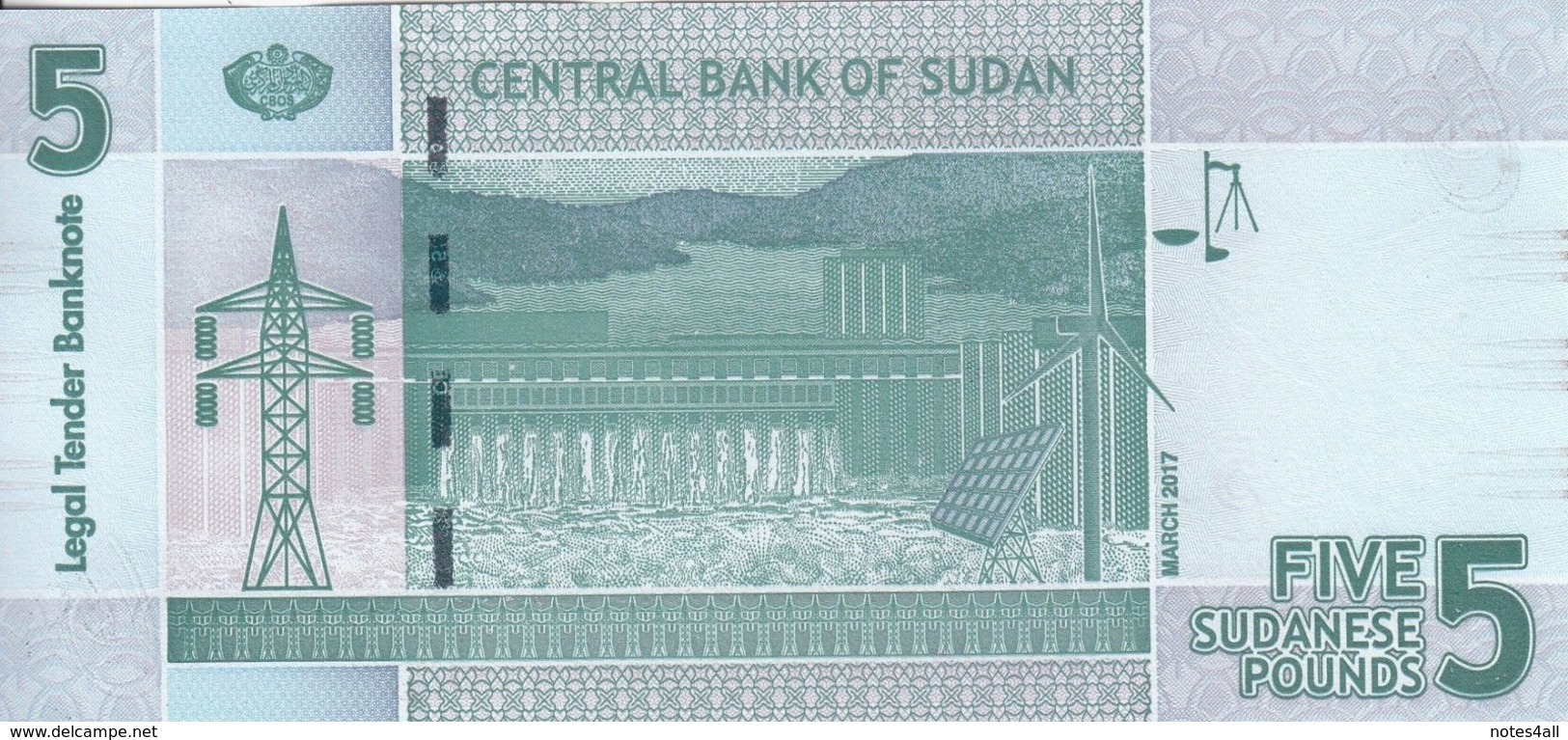 SUDAN 5 POUNDS March 2017 P-72 UNC */* - Sudan