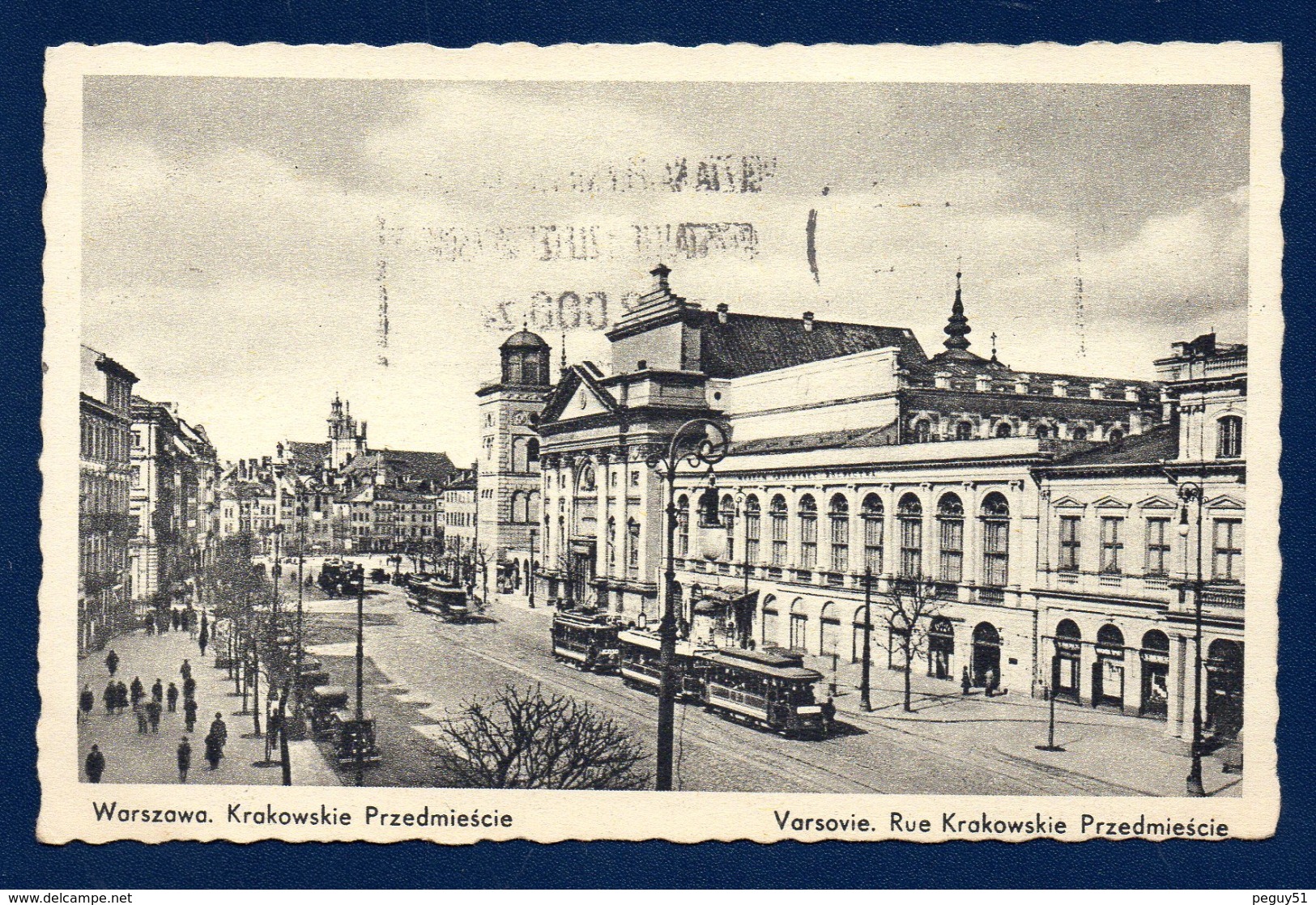 Pologne. Varsovie, Rue Du  Faubourg De Cracovie. Tramways, Voitures. 1937 - Poland