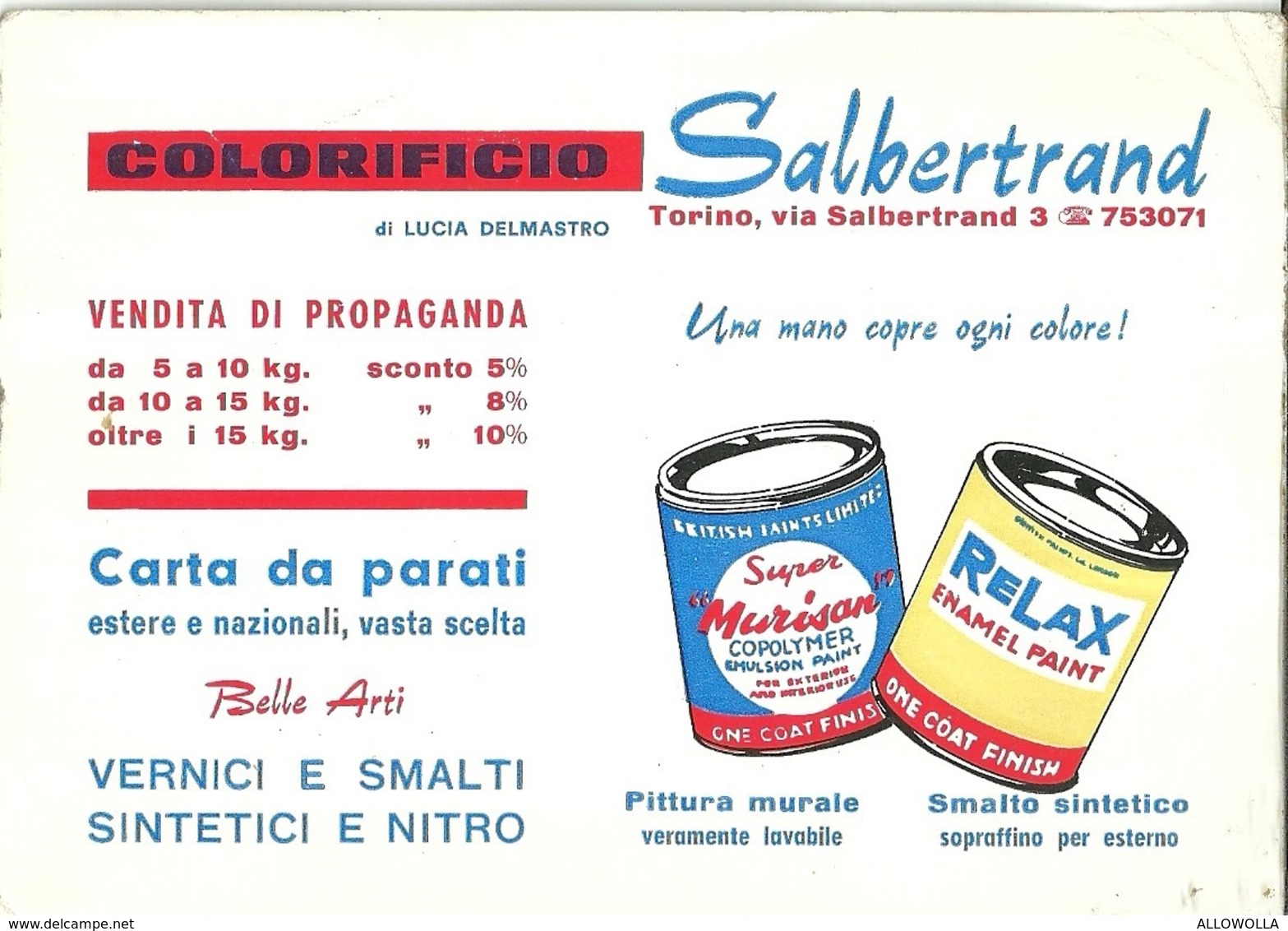 5386 "COLORIFICIO SALBERTRAND-TORINO "  ORIGINALE - Visiting Cards