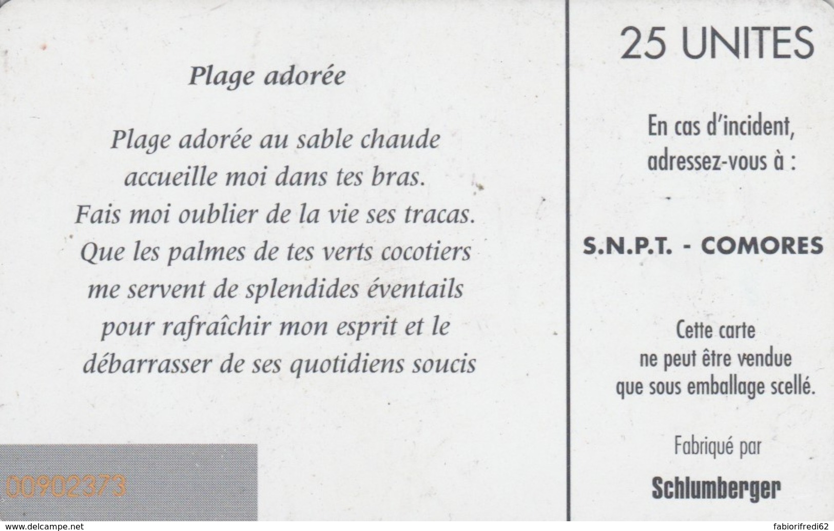 PHONE CARDS COMORES (E49.2.5 - Komoren