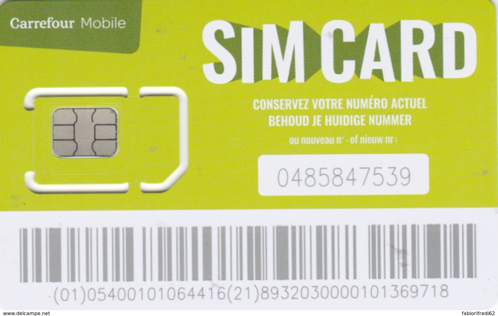 SIM CARD WITH CHIP BELGIO (E49.7.2 - GSM-Kaarten, Herlaadbaar & Voorafbetaald