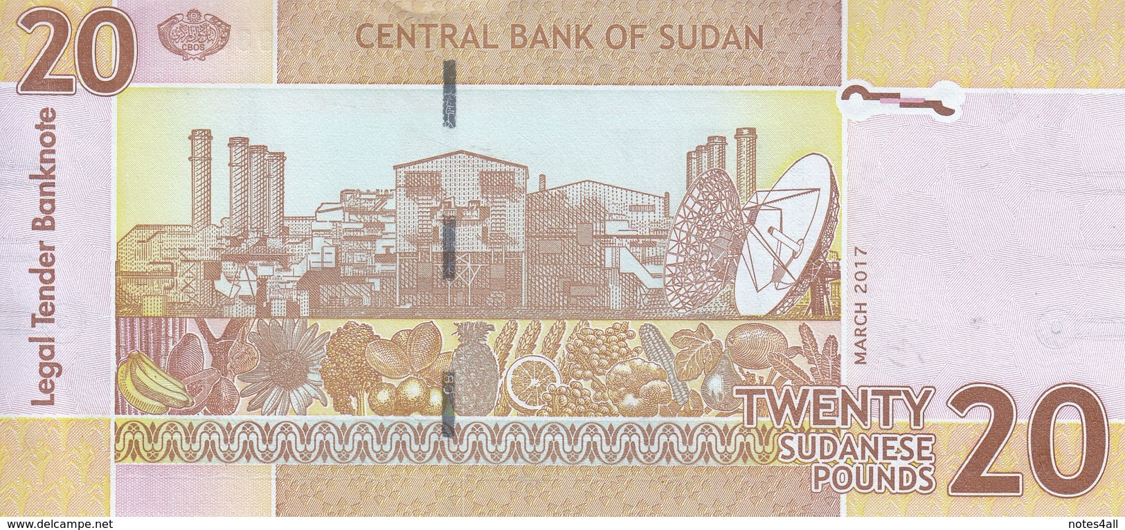 SUDAN 20 POUNDS 2017 P-74 TYPE (I.II) X2 UNC NOTES Small AND Large Arabic Date Font SIZE - Sudan