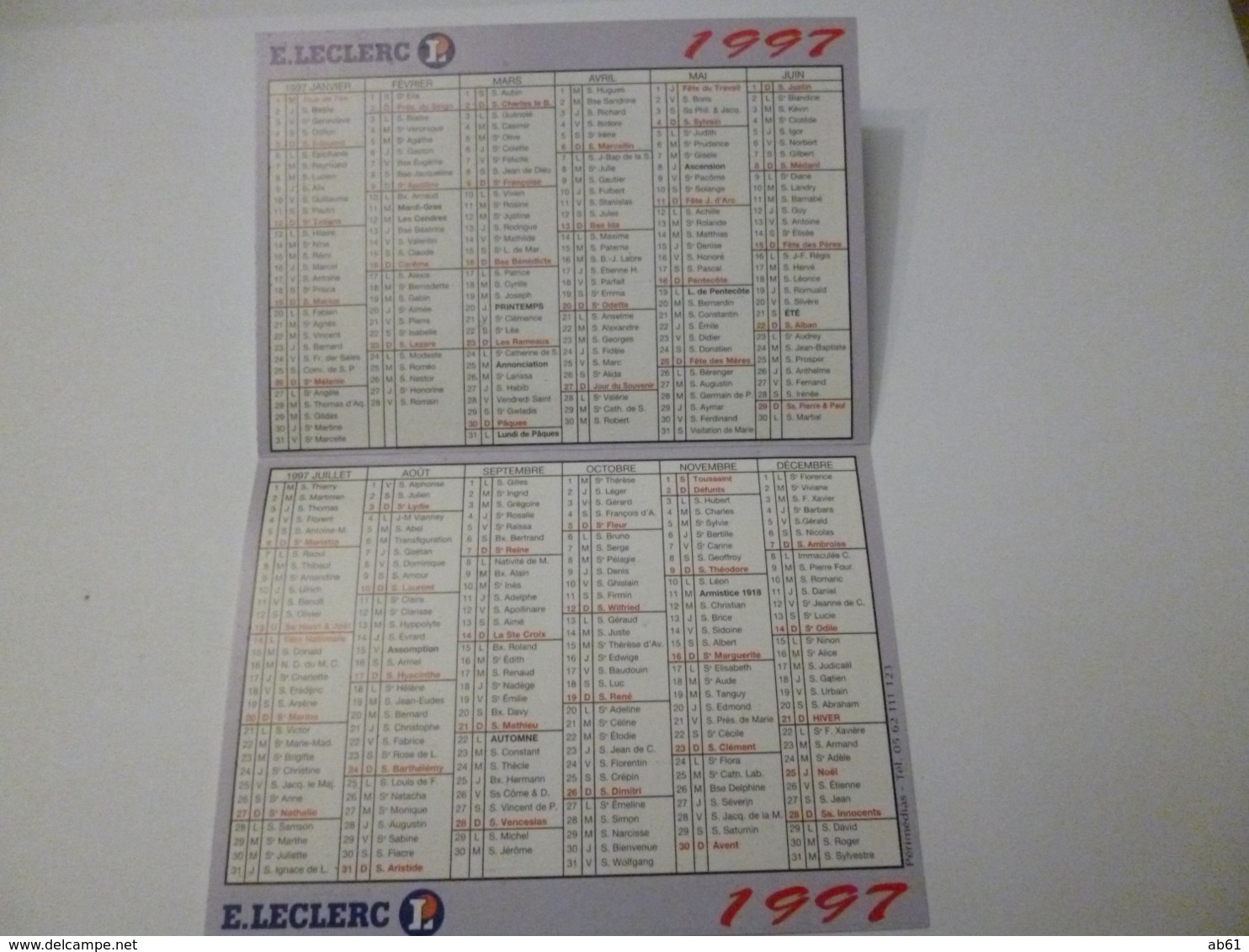 Petit Calendrier  De 1997(  Pub Magasin D'argentan) - Small : 1991-00