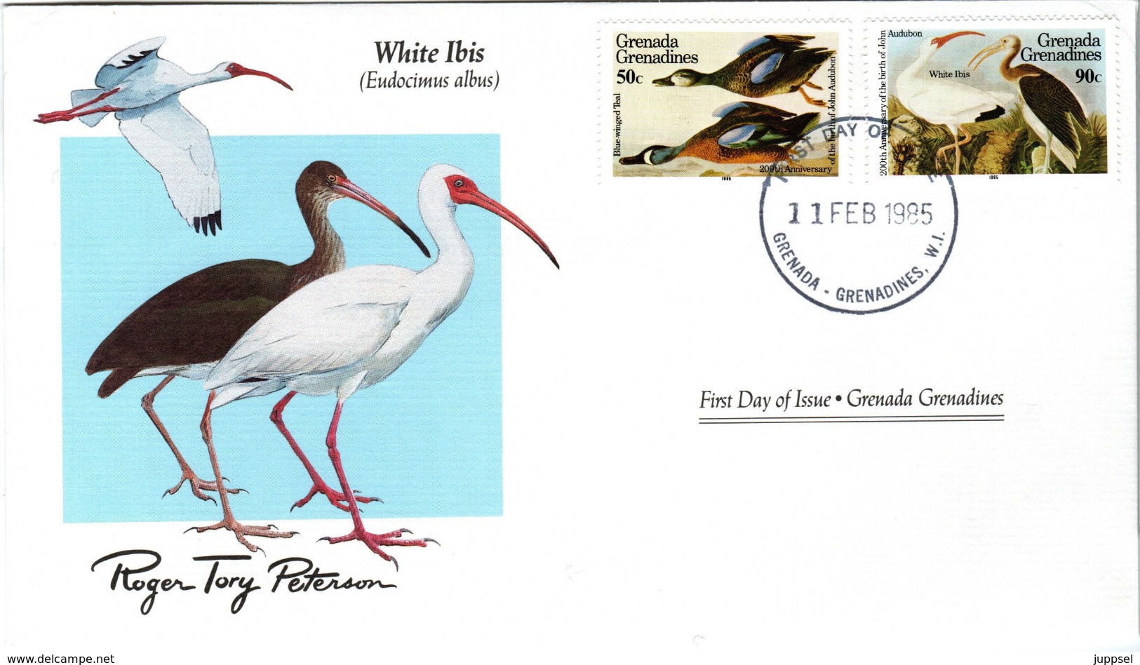 FDC GRENADA  GRENADINES  Birds  /  Oiseaux, Lettre De Première Jour, EUDOCIMUS ALBUS - Sperlingsvögel & Singvögel