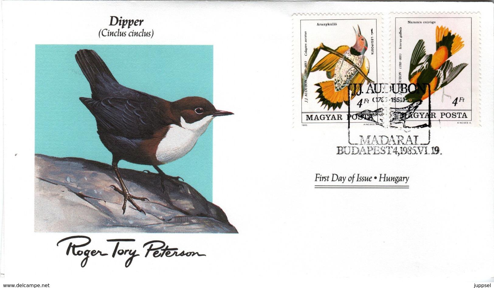 FDC HUNGARY  Birds  /  Oiseaux, HONGRIE; Lettre De Première Jour,  CINCLUS  CINCLUS - Sperlingsvögel & Singvögel