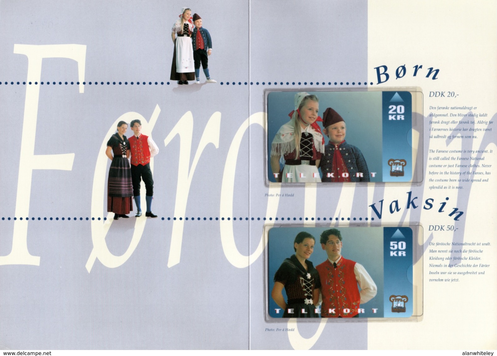 FAROES ISLANDS 1995 National Costume: Presentation Pack Containing 2 Phonecards MINT/UNUSED - Faroe Islands
