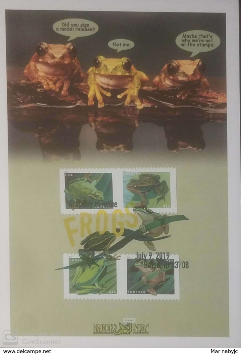 V) 2019 USA, FROGS, NORTH AMERICAN FROGS, WITH SLOGAN CANCELATION, FDC - 2011-...