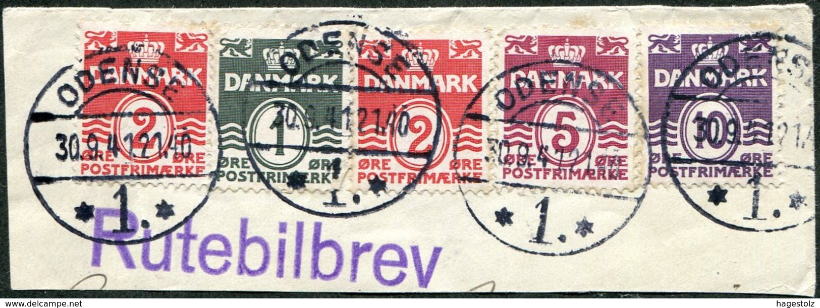 BUS POST Denmark 1941 German Occupation Odense + RUTEBILBREV Pmk Autobus Kraftpost Postbus Busbrief Automobil-Postbureau - Otros & Sin Clasificación