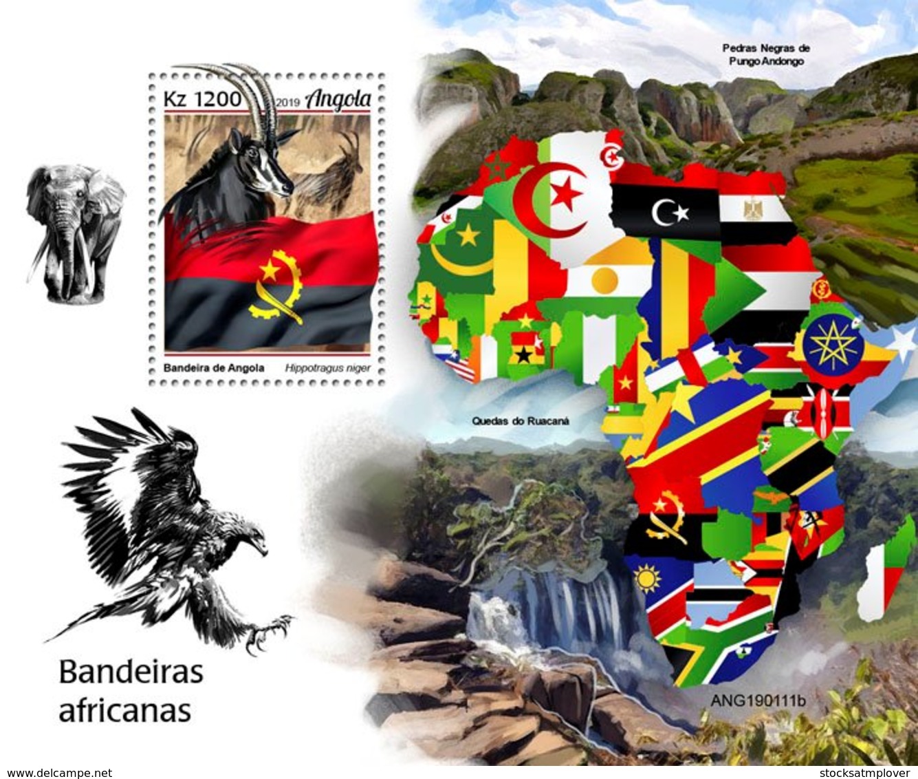Angola   2019  African Fauna  Antelope , National  Flags And Map Of Africa   S201905 - Angola
