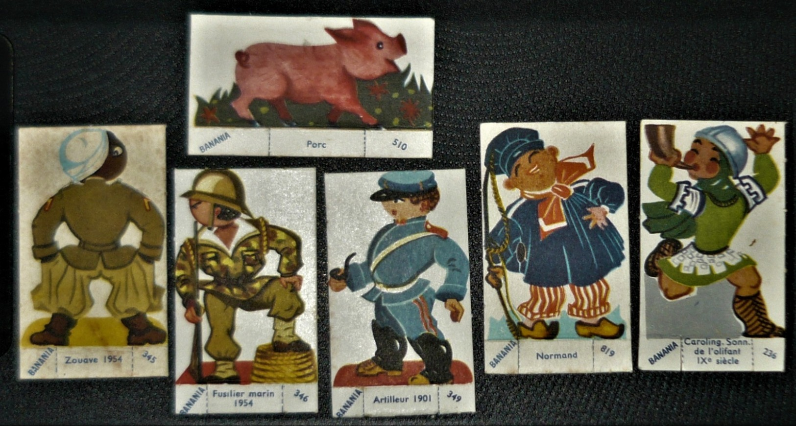 Banania Lot 6 Chromo Découpis Militaria  Normand Zouave Fusiller Marin  .... Cochon - Other & Unclassified