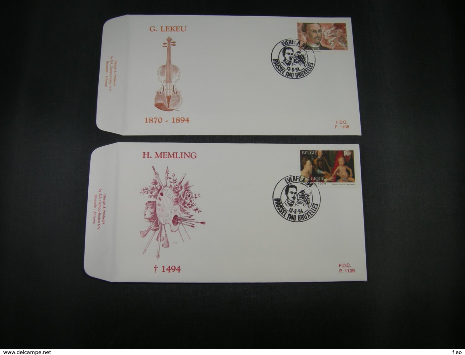 BELG.1994 2569 & 2570 FDC's (Brus/Brux) : " Componist Guillaume Lekeu & Schilder Hans Memling " - 1991-2000