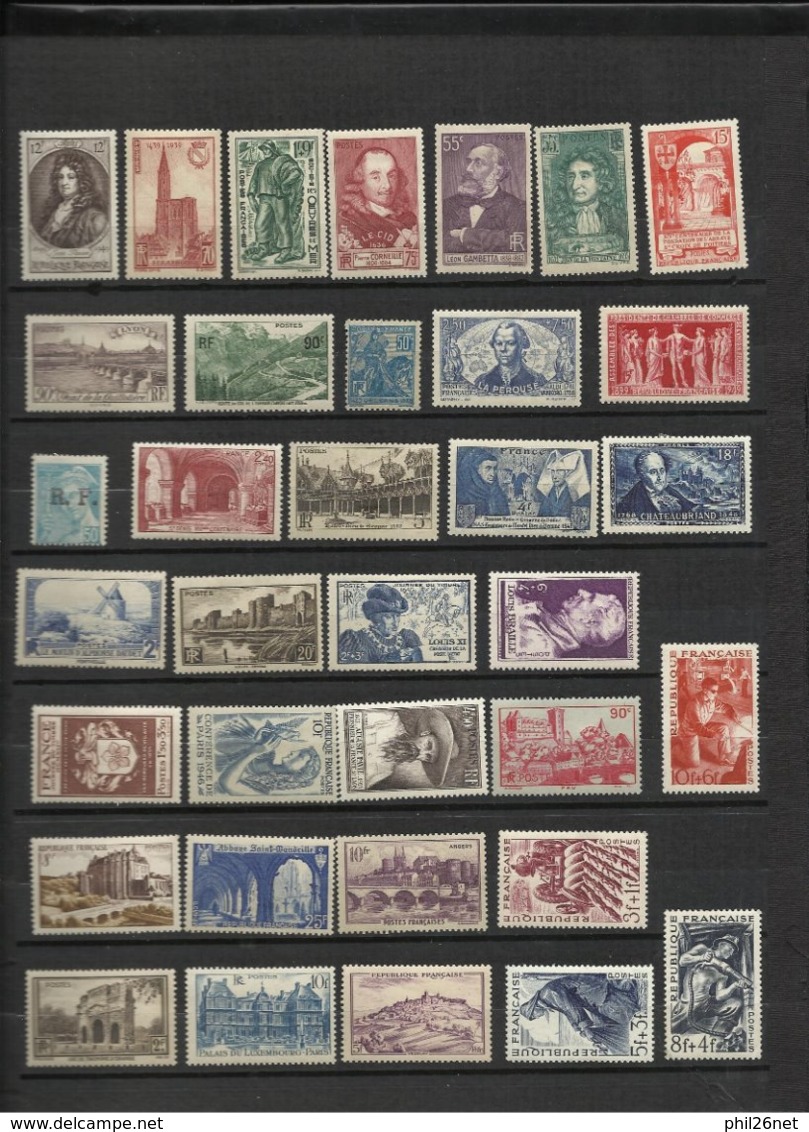 France    Lot  Timbres Neufs   * * / *  Et  ( *)   Entre  1900 à 1950  B/TB      Bonne Cote     Bradés   à  Saisir ! ! ! - Verzamelingen (zonder Album)