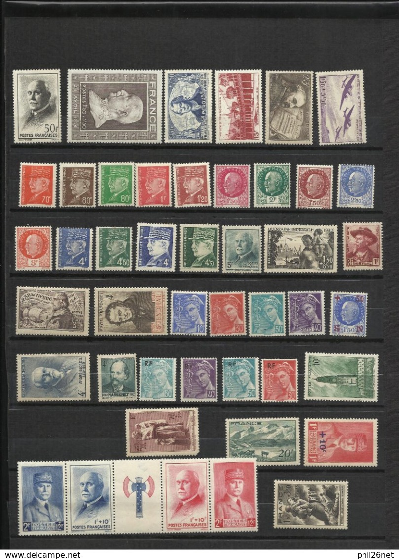France    Lot  timbres Neufs   * * / *  et  ( *)   entre  1900 à 1950  B/TB      bonne cote     bradés   à  saisir ! ! !