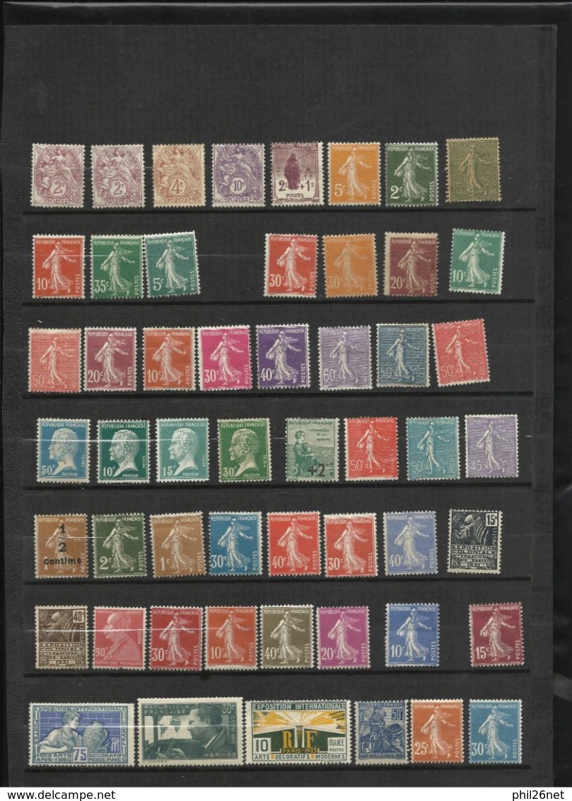 France    Lot  timbres Neufs   * * / *  et  ( *)   entre  1900 à 1950  B/TB      bonne cote     bradés   à  saisir ! ! !