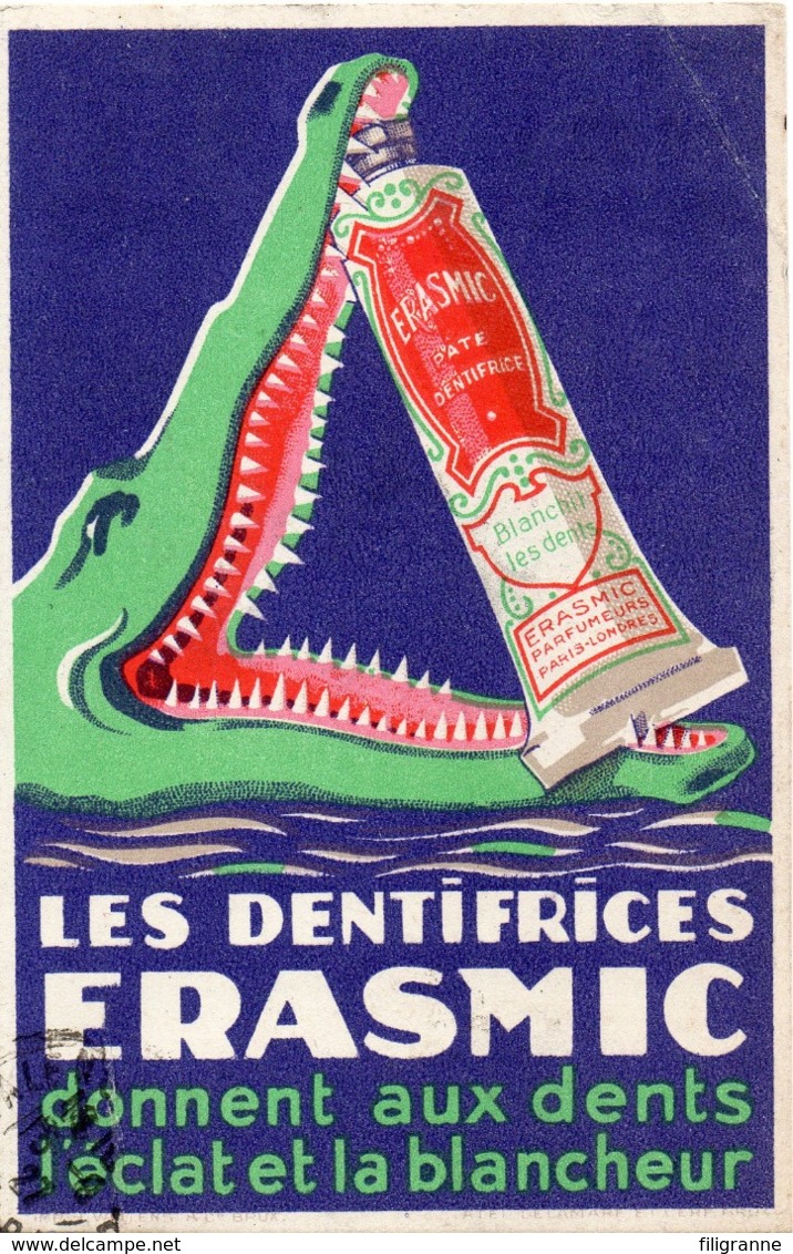 THEME DENTS  LES DENTIFRICES ERASMIC  CARTE RARE - Advertising