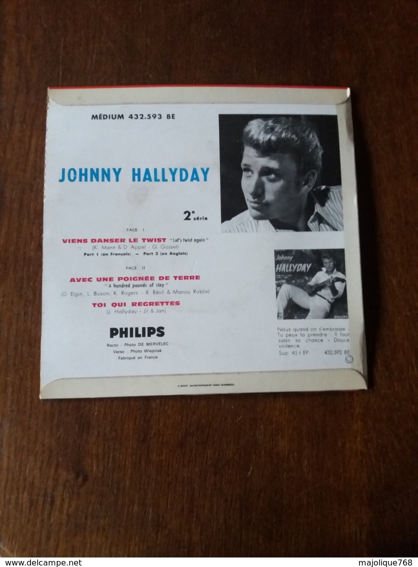 Disque De Johnny Hallyday - Viens Danser Le Twist - PHILIPS Medium 432.593 BE - 1961 - - Rock