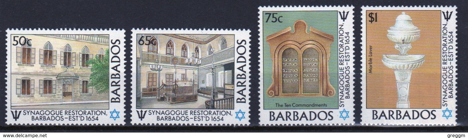 Barbados 1987 Set Of Stamps Celebrating The Restoration Of Bridgetown Synagogue. - Barbados (1966-...)